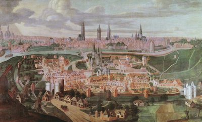 Panoramic View of the City of Ghent at the End of the 16th Century by Lucas de Heere
